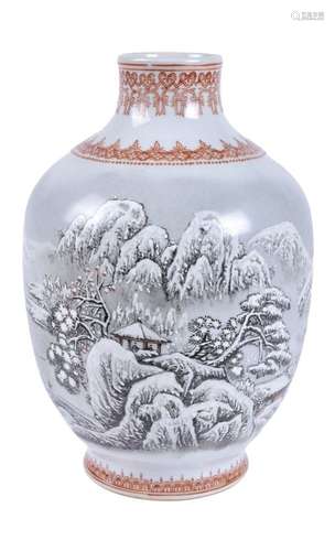 A Chinese 'Snow scene' vase