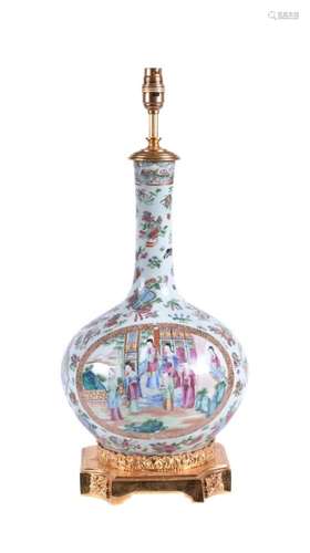 A Chinese ormolu-mounted 'Canton famille rose' vase