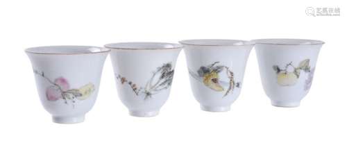 A group of four Chinese qianjiang-style wine cups