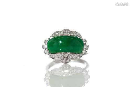 CHINESE JADEITE AND DIAMOND RING