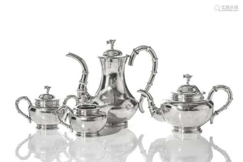 CHINESE EXPORT SILVER FOUR-PIECE COFFEE & TEA SET