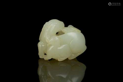 CHINESE JADE THREE RAMS FIGURE