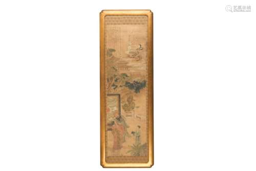 CHINESE FRAMED QING FIGURAL NARRATIVE PAINTING