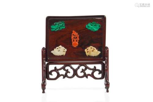 CHINESE INLAID WOOD TABLE PLAQUE