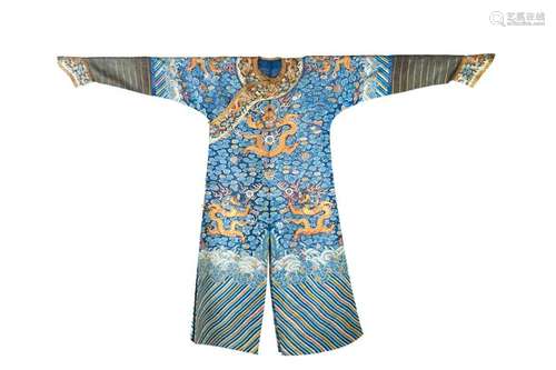 CHINESE BLUE SILK GAUZE SUMMER DRAGON ROBE, JIFU