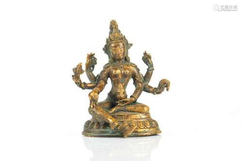 18TH C. NEPAL GILT BRONZE FIGURE OF VASUDHARA