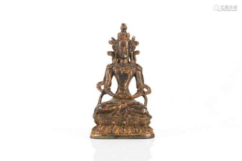 18TH C. TIBETAN GILT LACQUERED BRONZE AMITAYUS