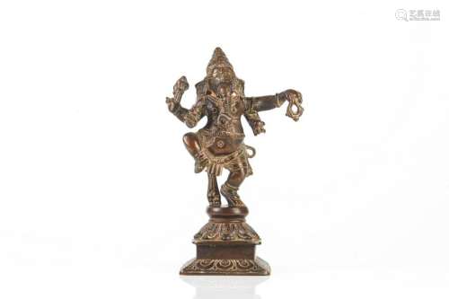 LARGE 19TH C. INDIAN BRONZE FIGURE OF GANESH