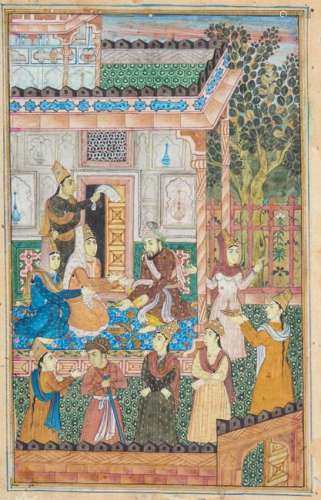 19TH C. INDIAN MINIATURE OF A COURT SCENE