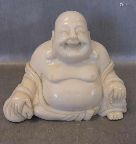 Carved Alabaster Laughing Buddha