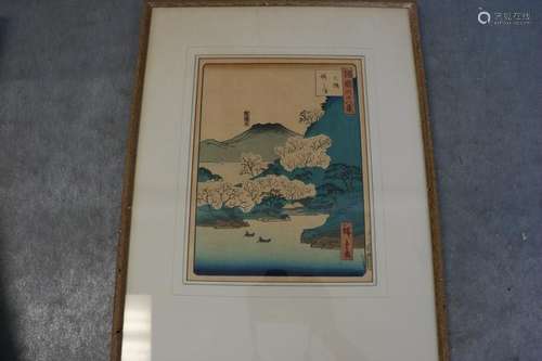 Antique Hiroshige Ando Wood Block Print, Signed