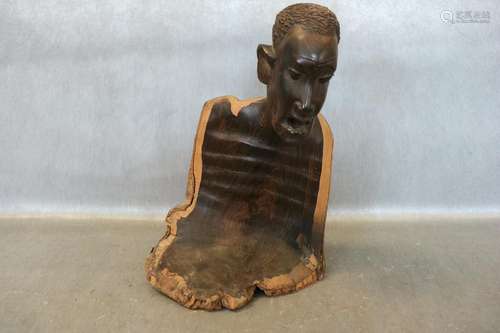 African Folk Art Carved Statue of Man