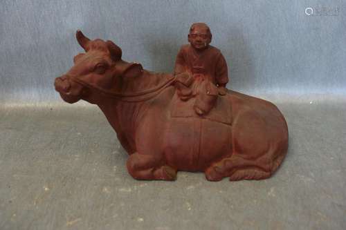 Paper Mache Chinese Man Riding Bull