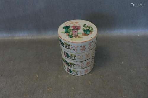 Antique Chinese Porcelain Hand Painted Stacking Tea