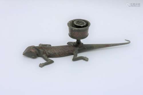 Antique Bronze Lizard Candle Holder