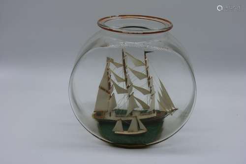 Hand Made Ship in Fish Bowl