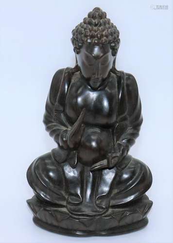 Hand Carved Wooden Seated Meditation Buddha