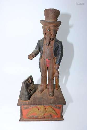 Antique Cast Iron Uncle Sam Mechanical Bank