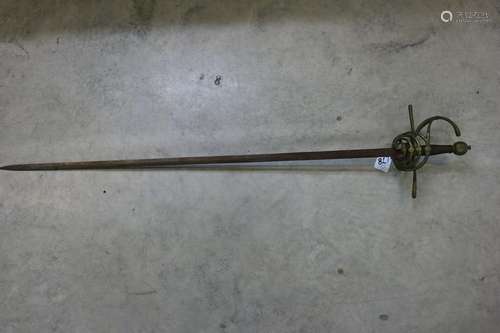 Old Sword with Brass Basket Hilt