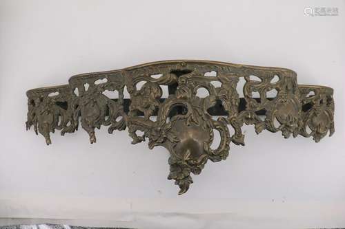 Antique French Brass Wall Shelf