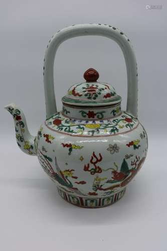 Ming Style Wucai Large Tea Pot