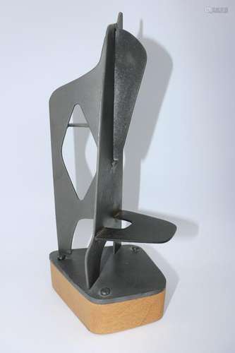 Signed J.P. Metal Modernist Table Sculpture