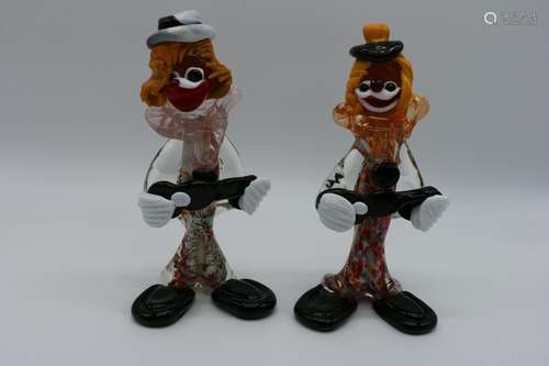 Pair Murano Art Glass Clowns