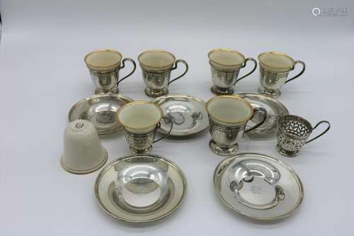 Sterling Silver & Lenox Demitasse Set