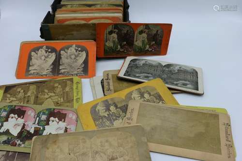 Large Lot of Antique Stereo View Cards