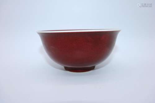 Asian Red Porcelain Bowl, Signed