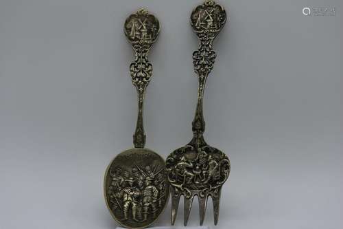 Pair Dutch Serving Spoon & Fork