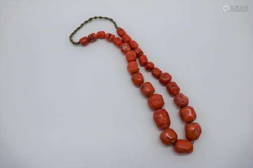 Natural Coral Necklace, Graduated Stones