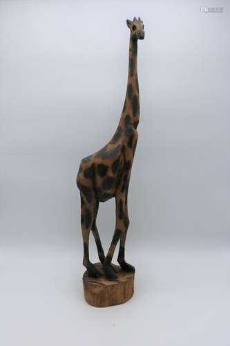 Hand Carved Wooden Giraffe