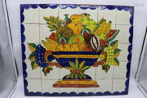 Mounted Pottery Tiles, Fruit Bowl