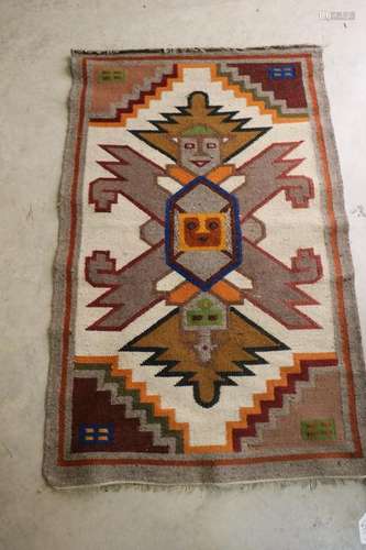 Vintage Woven Wool Rug, Mexico