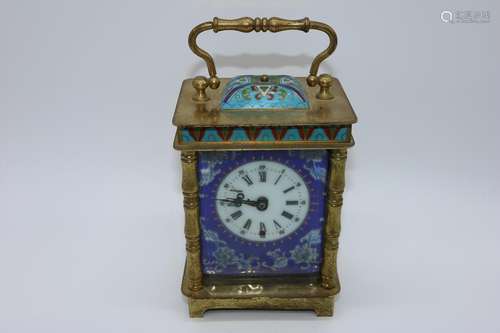 Antique Enamel & Porcelain Carriage Clock