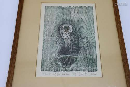 Dan Miller Wood Block Print, Signed