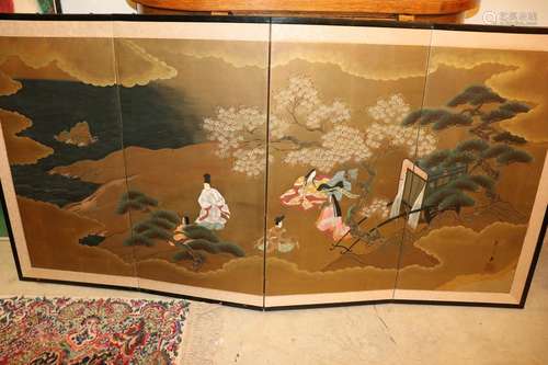 Asian 4 Section Folding Screen