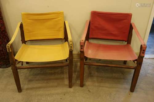 PR Safari Canvas & Wood Lounge Chairs, Gold Medal Furn.