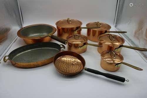 Large Lot Vintage Copper & Brass Cookware