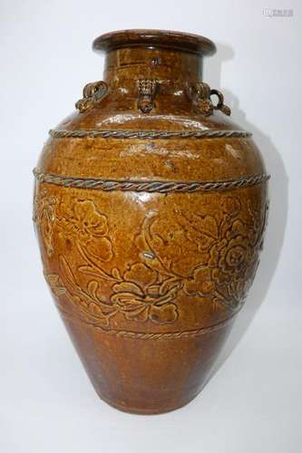 Large Antique Asian Pottery Vase