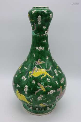 Green Glazed Horse Vase