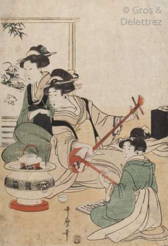 Utamaro (1753 1806) : Estampe oban tate e représen…