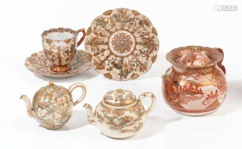 Lot de six porcelaines de Satsuma, dont trois théi…