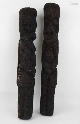 Deux statues de grade, Vanuatu. \nFougère arboresce…