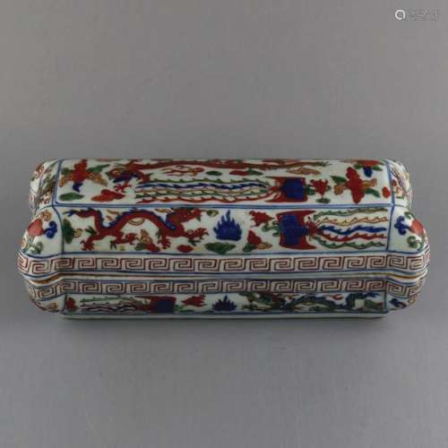 Chinese Wu Cai Porcelain Square Box with Cover Len…