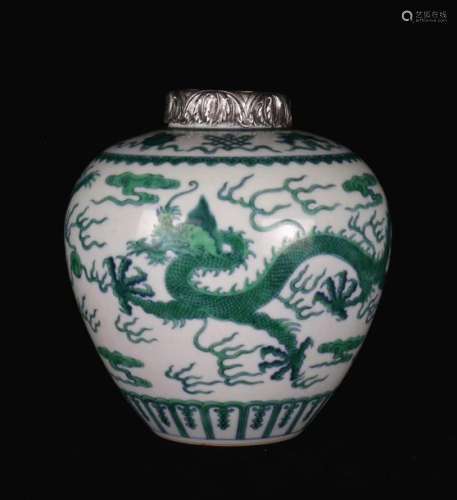 Chinese 925 Silver Mounted Porcelain Jar Height 20…