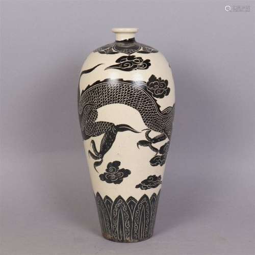 Chinese Blace white Glazed Porcelain Vase Height 4…