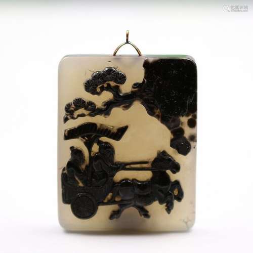 Chinese Agate Pendant 55 x 45 x 10 mm. Condition: …