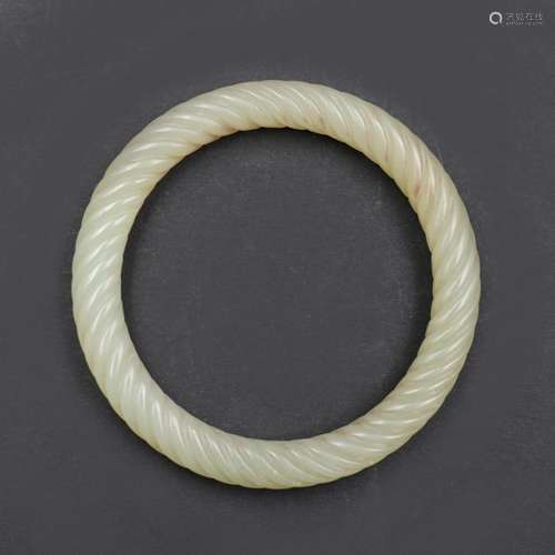 Chinese White Jade Twisted Bangle Inner diameter 5…